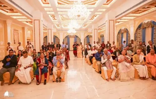 Guests seated for a gathering in Dwaraka Palace